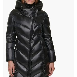 Brand new with tags..Clavin Klein Faux Fur Trim Chevron Quilt Down Puffer Jacket